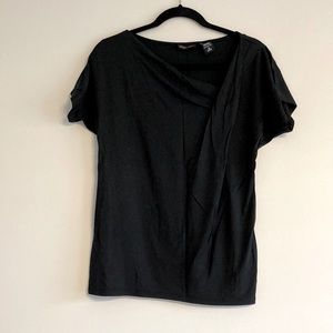 New York and Company black T-shirt asymmetrical V-neck